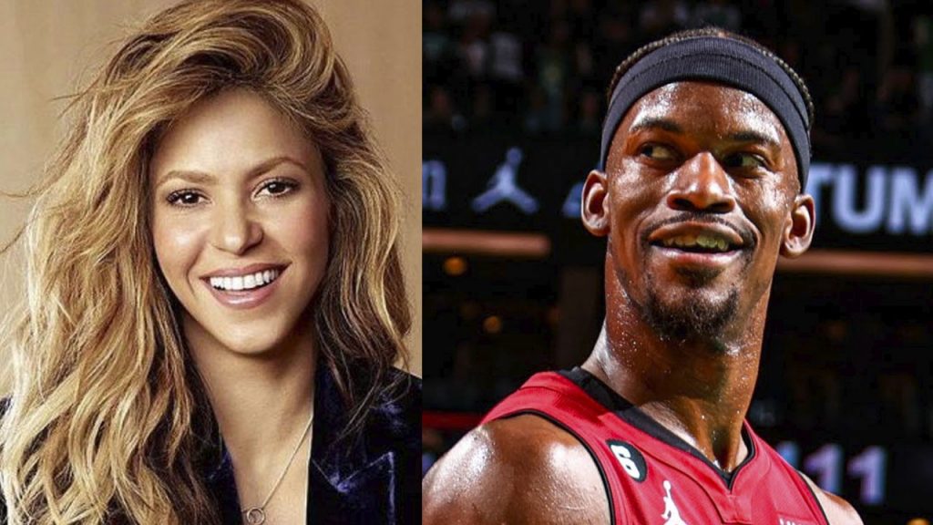 Shakira passou a seguir Jimmy Butler nas redes sociais após assistir um jogo do Miami Heat (Montagem/Reprodução)