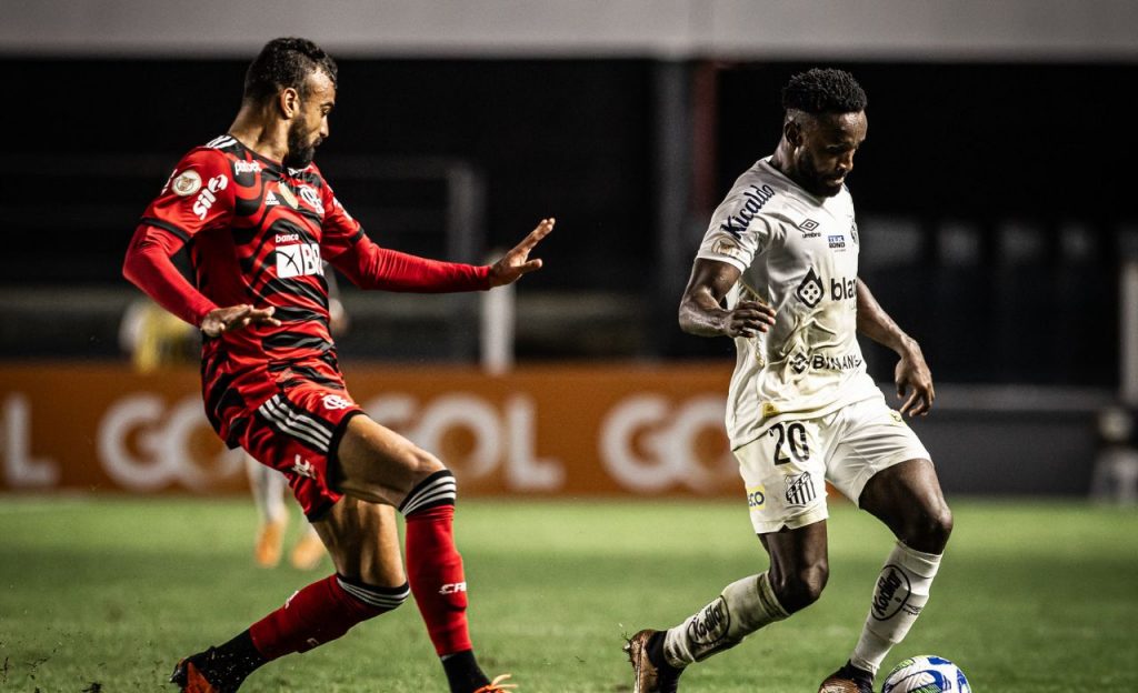 Flamengo x Santos em ação no Brasileirão