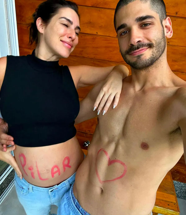 Fernanda Paes Leme e Victor Sampaio posam felizes: à espera de Pilar