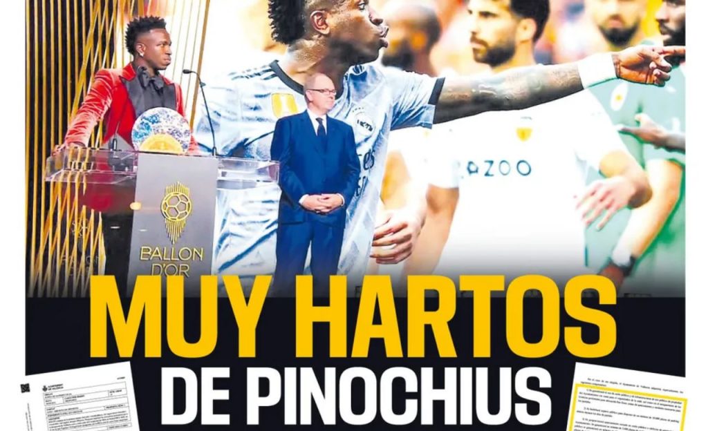 Vinicius Jr estampou a capa de jornal de Valência