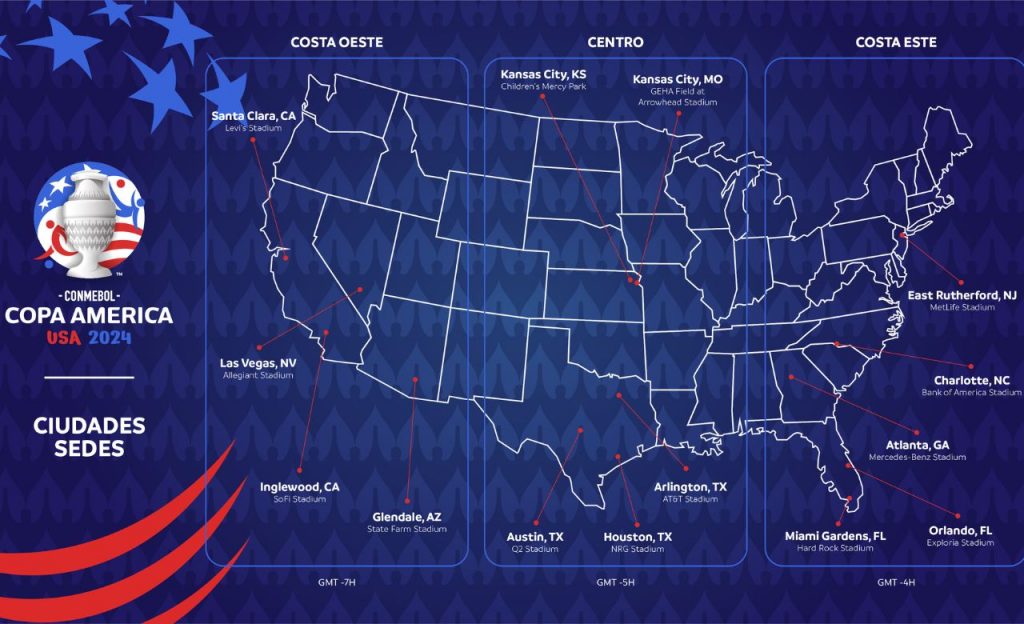 Conmebol divulgou as sedes da Copa América
