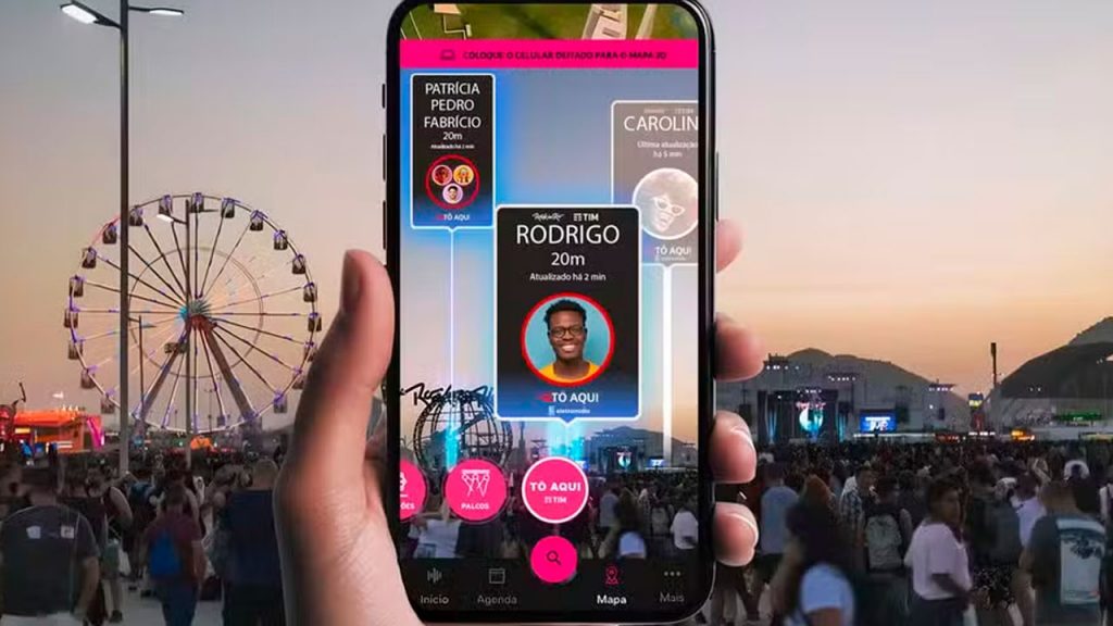 App do Rock in Rio 2024 tem a nova função "Tô Aqui", que permite compartilhar a localização com amigos