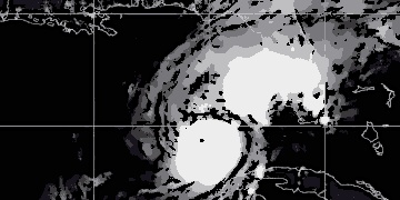 Uma imagem de satélite da Administração Nacional Oceânica e Atmosférica mostra o furacão Milton por volta das 5h30 da manhã de quarta-feira