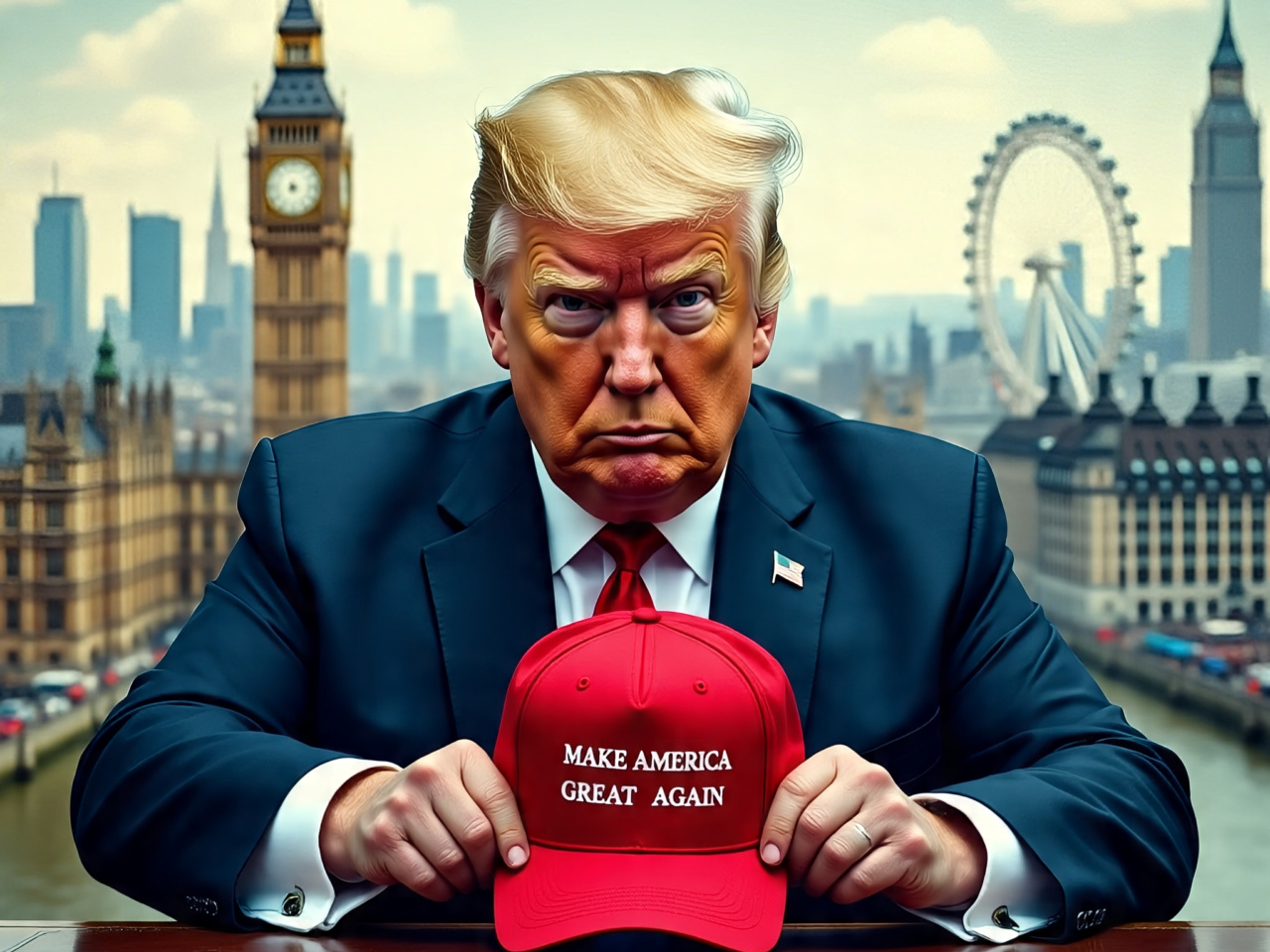 Trump vai a Londres e leba pauta polêmica de Big Techs para dobrar governo britânico (Imagem: ArteAI)